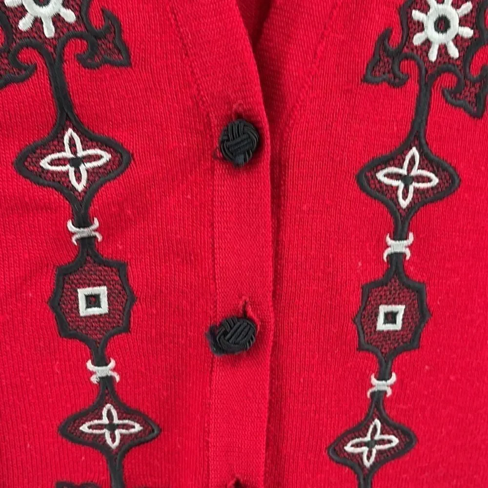 Koret vintage VTG wool sweater vest embroidered ball monkey fist closures coat M
